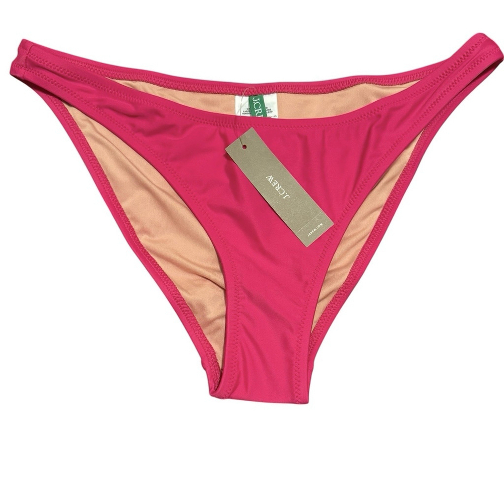 New J. Crew Heritage 1989 High Leg Bikini Bottom Small Radiant Fuchsia Pink NWT